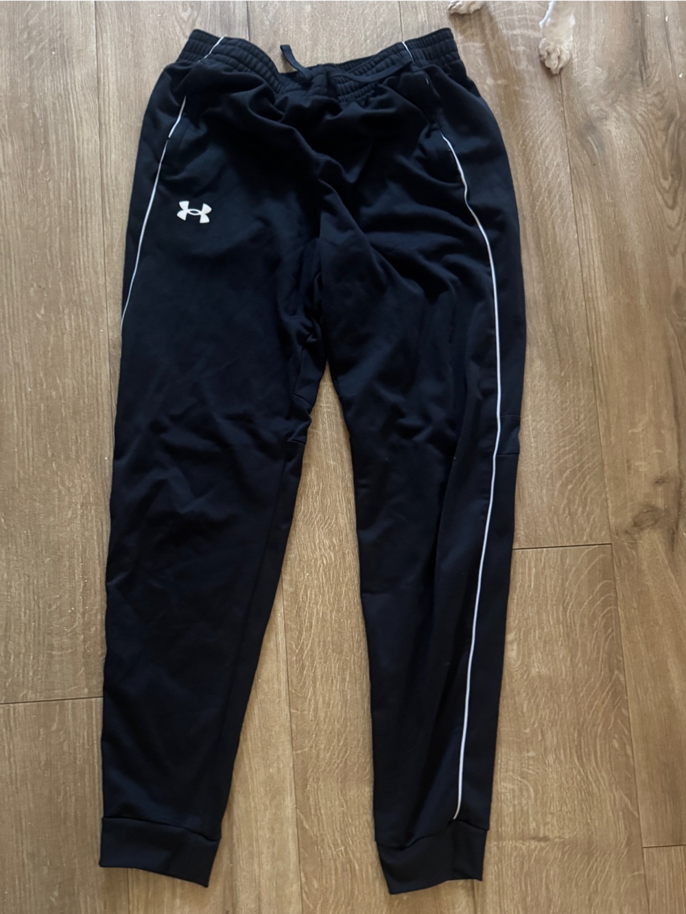 Under Armour Kids Black Jogger Pants with White Piping